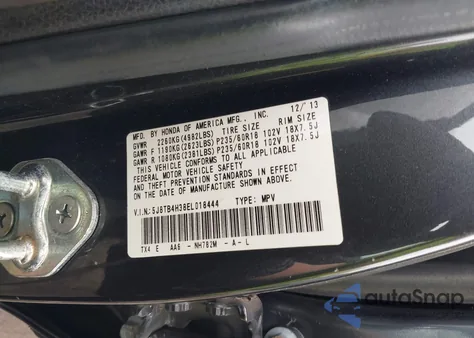 2014 Acura Rdx from USA, damaged, VIN 5J8TB4H38EL018444